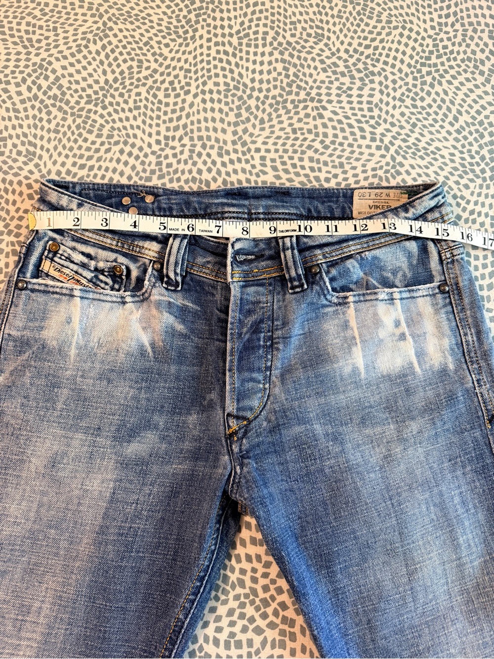 Diesel | Viker Low Rise, Button Fly Straight Leg Jeans, Distressed Wash - Picture 9 of 15